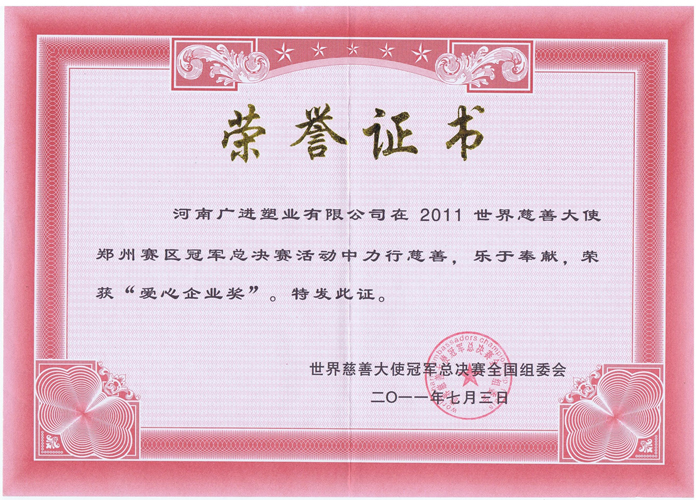 慈善大使荣誉证书